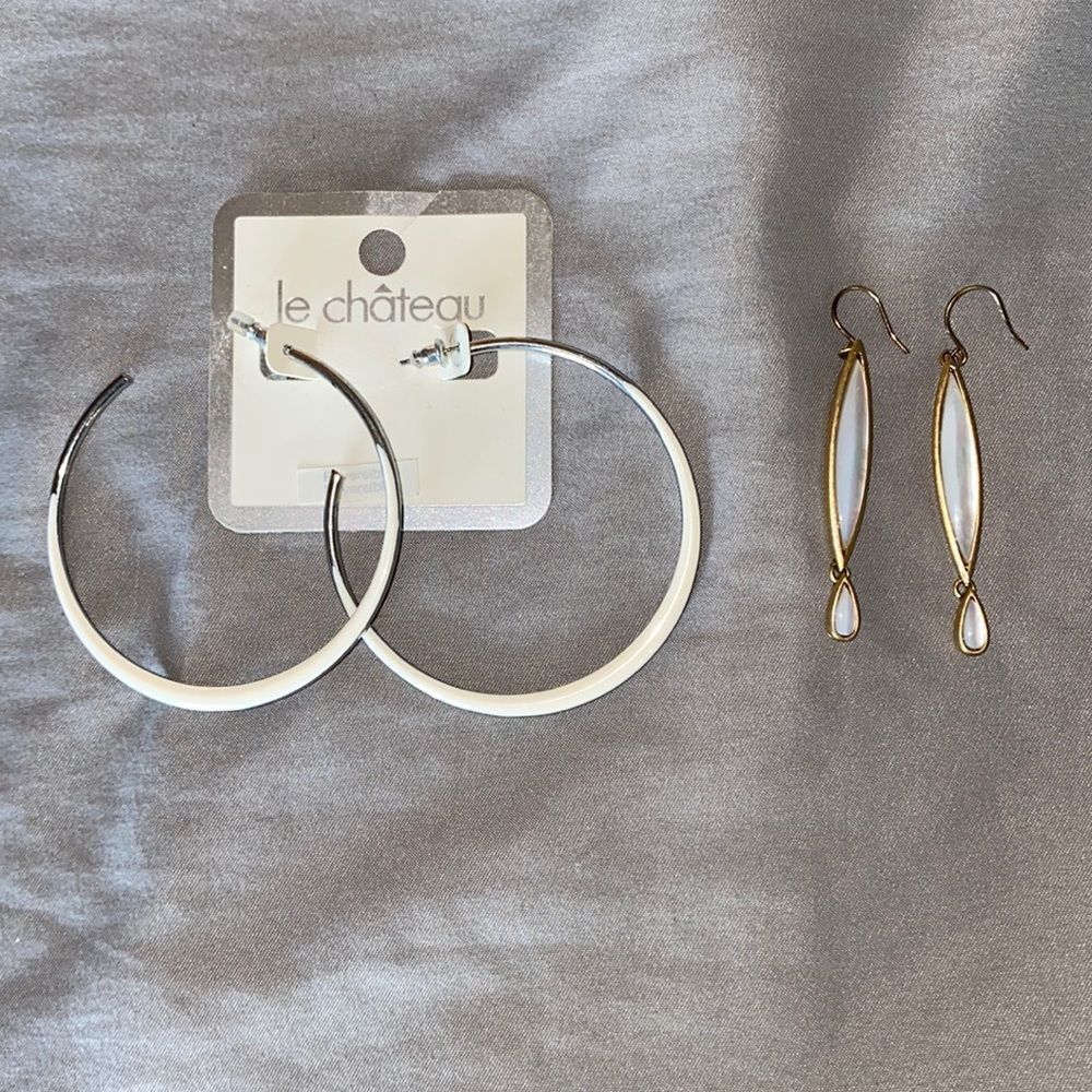 2 pairs of earrings - One in oyster & one in hoop